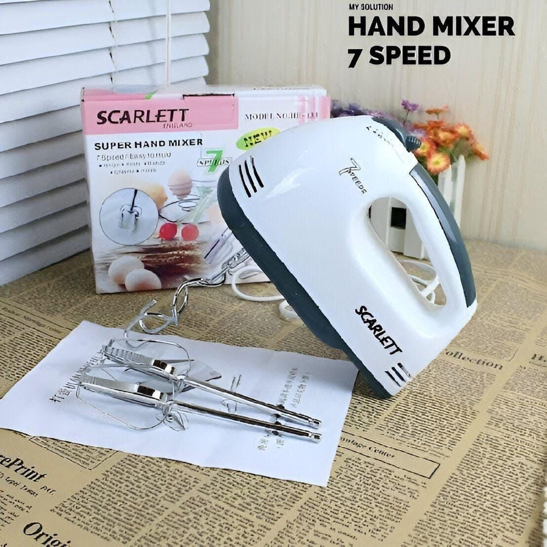 7 Speed Electric Scarlet Egg Beater – Hand Mixer for Baking & Cooking