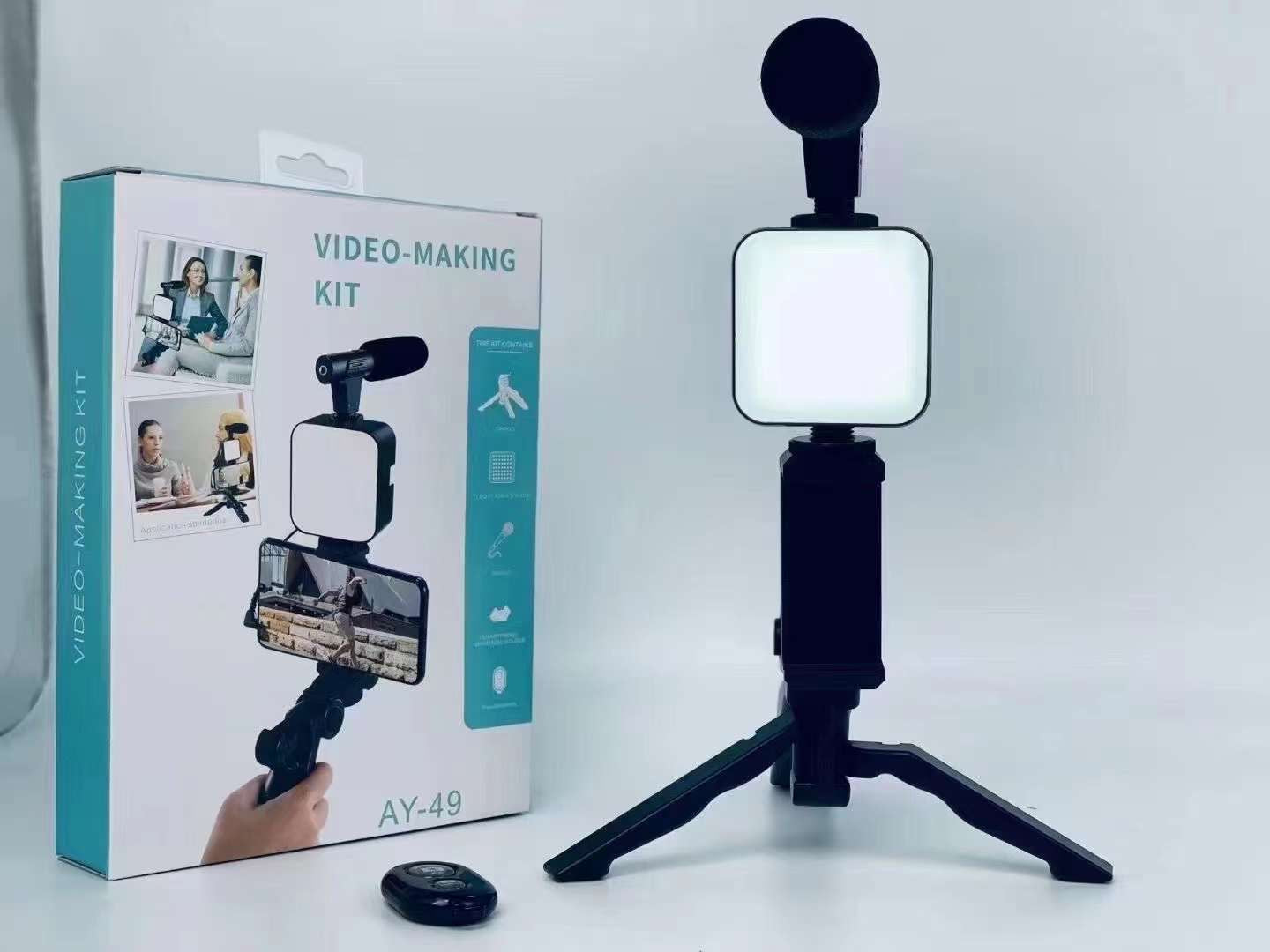 Vlogging Kit – Complete Smartphone Vlogging Kit with LED Light, Tripod & Microphone for YouTube, TikTok & Live Streaming