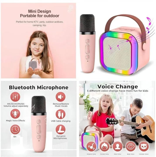 Bluetooth Wireless Microphone Speaker|2-in-1 Portable Karaoke Mic & Speaker |Rechargeable, Perfect for Singing,